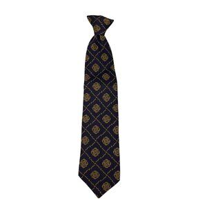 Bean Brummell Snapper T.M. Navy & Gold Geometric Floral Necktie